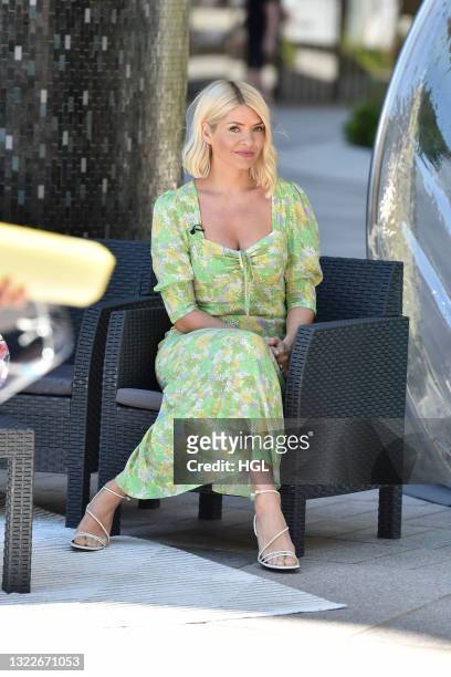 Holly Willoughby seen filming the This Morning show on June 09, 2021 in London, England.