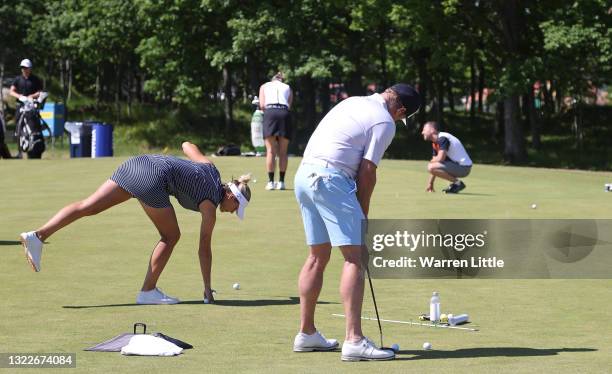 Amy Boulden of Wales practices on the putting green ahead of the Scandinavian Mixed Hosted by Henrik and Annika at Vallda Golf & Country Club on June...