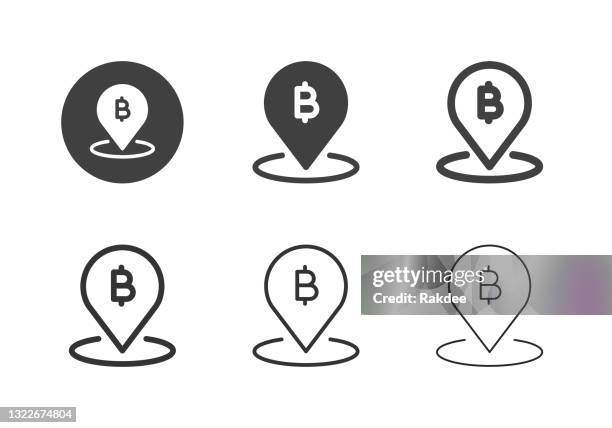 bitcoin point icons - multi series - digital transformation cloud stock illustrations