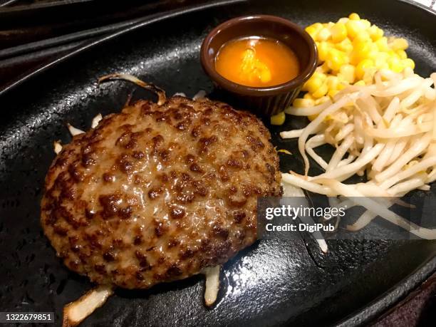 salisbury steak, hamburger steak, teishoku - bean sprouts stock pictures, royalty-free photos & images