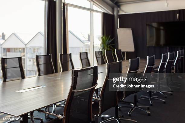 view of empty board room - board meeting imagens e fotografias de stock