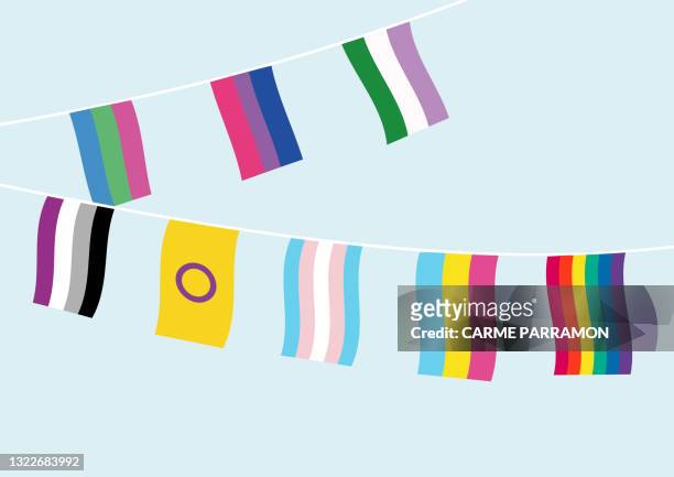 flags lgbtqia. pride month - lgbtqia culture stock illustrations