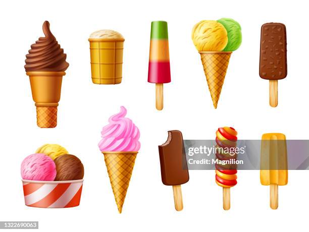 ilustraciones, imágenes clip art, dibujos animados e iconos de stock de juego de helados - helado