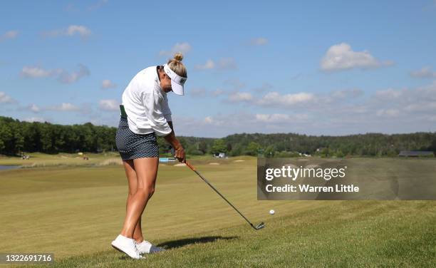 Amy Boulden of Wales plays in the pro am ahead of the Scandinavian Mixed Hosted by Henrik and Annika at Vallda Golf & Country Club on June 09, 2021...