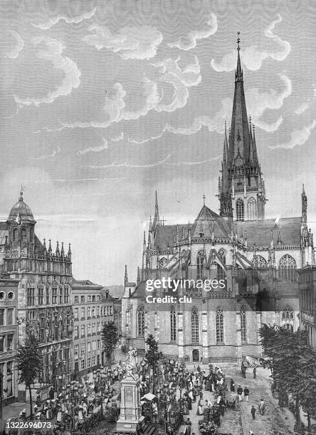 wesel, willibrodikirche - dusseldorf stock illustrations