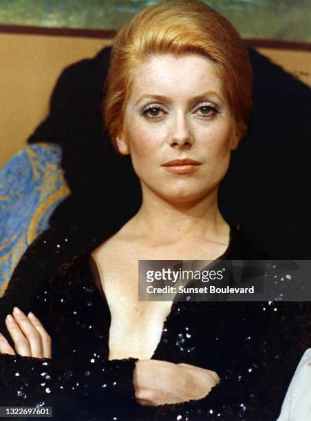 French actress Catherine Deneuve on the set of the 1969 French film La Sirene du Mississipi .