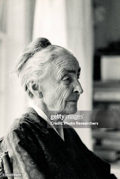 Portrait of American artist Georgia O'Keeffe in her home, Ghost Ranch, Abiquiu, New Mexico, 1971.