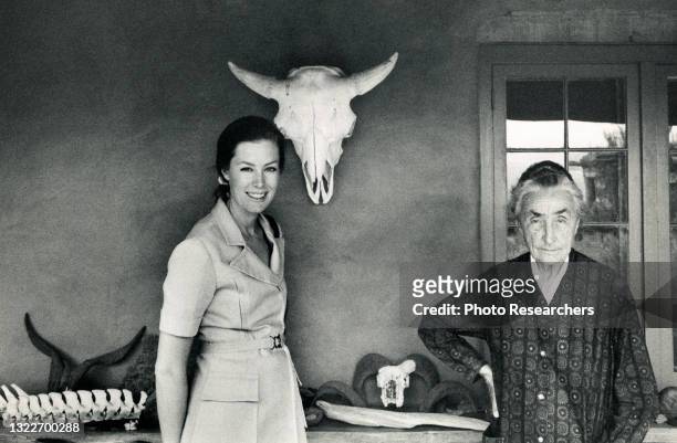 Portrait of actress Judith Searle and artist Georgia O'Keeffe in the latter's home studio, Abiquiu, New Mexico, 1971. Searle was the long-time...