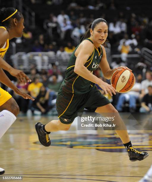 Seattle Storm guard Sue Bird drives to the basket in the 1st half of the game between the WNBA Seattle Storm and Los Angeles Sparks, August 28 2010...