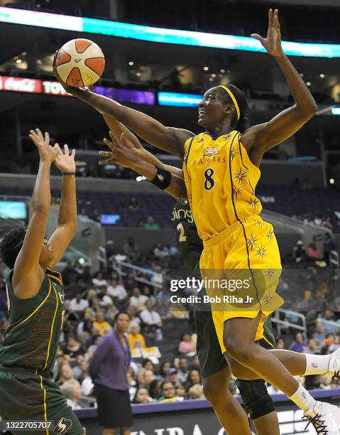 Los Angeles Sparks DeLisha Milton-Jones drives for the basket during 2nd half of the WNBA playoff game between the Los Angeles Sparks and the Seattle...