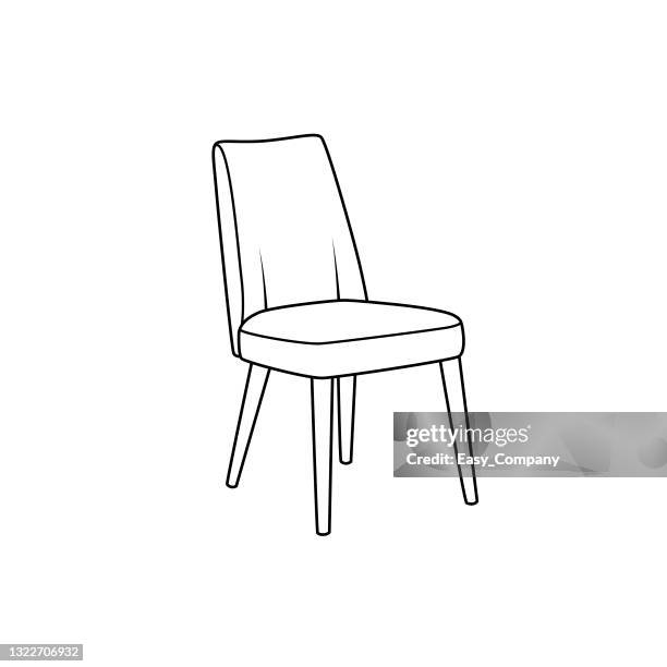 stockillustraties, clipart, cartoons en iconen met vector image of a chair in black and white for use in teaching materials. or preschool and home training for parents and teachers. let the children learn vocabulary. - armstoel