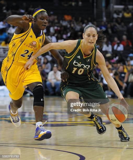 Seattle Storm guard Sue Bird drives to the basket in the 1st half of the game between the WNBA Seattle Storm and Los Angeles Sparks, August 28 2010...