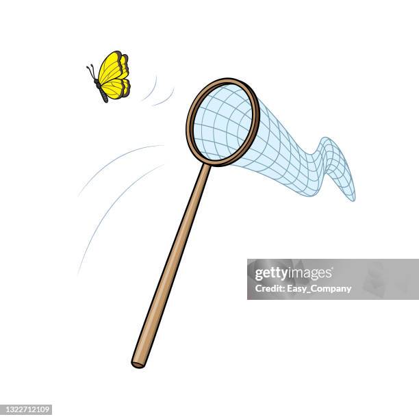 stockillustraties, clipart, cartoons en iconen met cartoon insect net for kids which is a vector illustration for preschool and home training for parents and teachers. - vangen