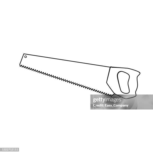 cartoon saw picture for children this is a vector illustration for preschool and home training for parents and teachers. - sawing stock illustrations