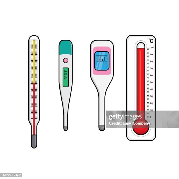 cartoon thermometer bild für kinder dies ist eine vektorillustration für vorschul- und heimtraining für eltern und lehrer. - thermometer stock-grafiken, -clipart, -cartoons und -symbole