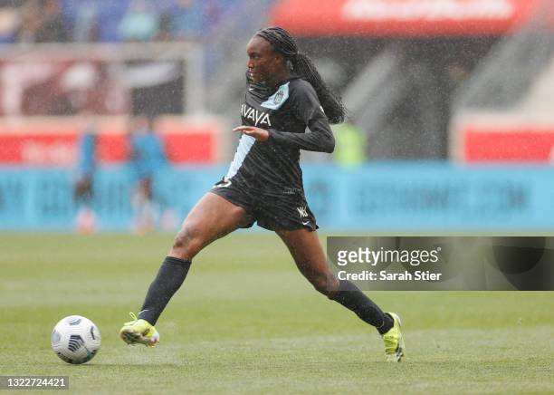 Ifeoma Onumonu of NJ/NY Gotham FC dribbles during the second half against Portland Thorns FC at Red Bull Arena on May 30, 2021 in Harrison, New...