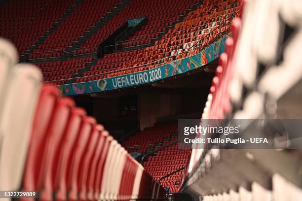 General view inside of the Johan Cruijff ArenA ahead of the UEFA Euro 2020 Championship on June 09, 2021 in Amsterdam, Netherlands.