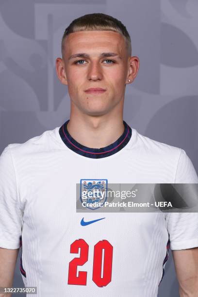 Phil Foden of England poses during the official UEFA Euro 2020 media access day at St George's Park Futsal Arena on June 08, 2021 in Burton upon...