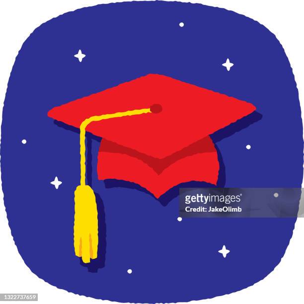 graduation cap doodle 4 - alumni stock illustrations