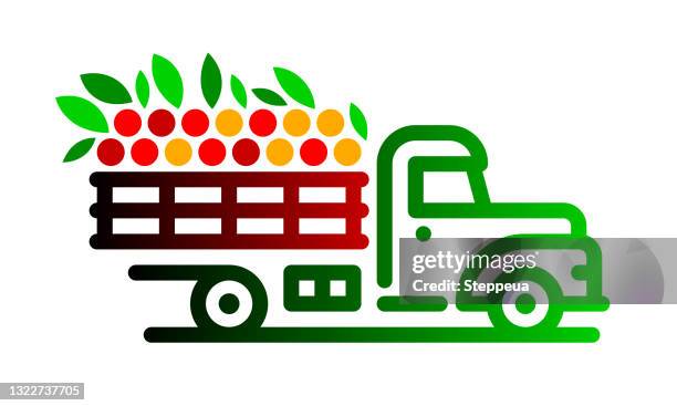 stockillustraties, clipart, cartoons en iconen met de vrachtwagen van de landbouwer - food truck icon