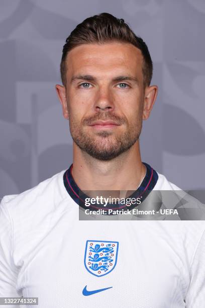 Jordan Henderson of England poses during the official UEFA Euro 2020 media access day at St George's Park Futsal Arena on June 08, 2021 in Burton...