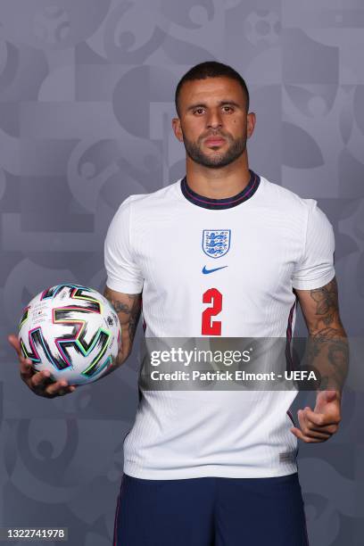 Kyle Walker of England poses during the official UEFA Euro 2020 media access day at St George's Park Futsal Arena on June 08, 2021 in Burton upon...