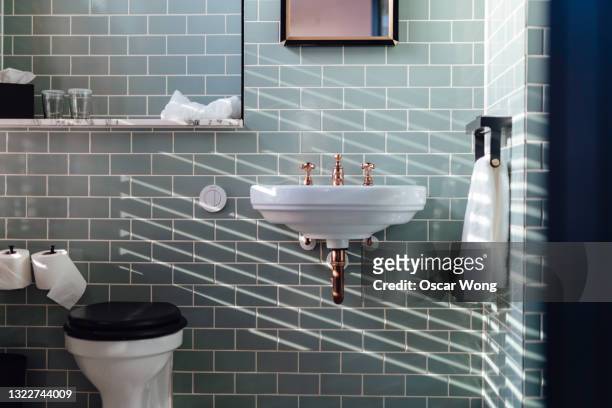 a stylish bathroom interior - domestic bathroom stock pictures, royalty-free photos & images