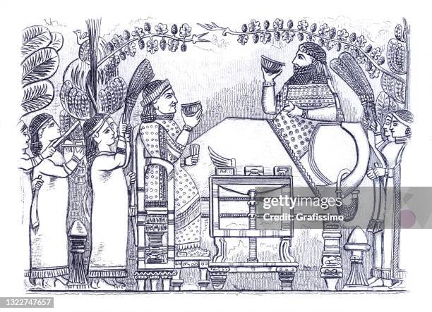 ilustrações, clipart, desenhos animados e ícones de rei assírio sennacherib 700 a.c. - mesopotamian art