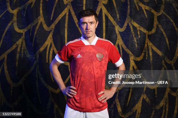 Yuri Zhirkov of Russia poses during the official UEFA Euro 2020 media access day at The Novogorsk Training Center on June 08, 2021 in Moscow, Russia.