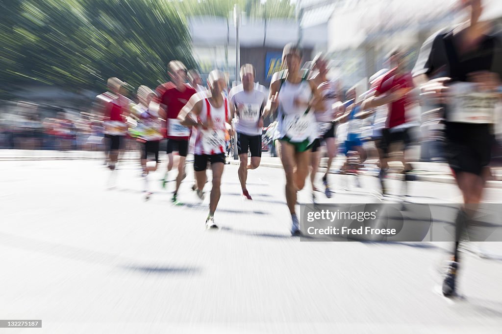 Marathon runner, motion blur