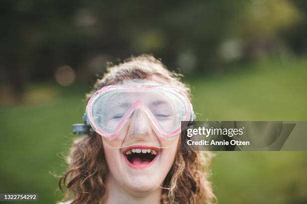 laughing goggle girl - simglasögon bildbanksfoton och bilder