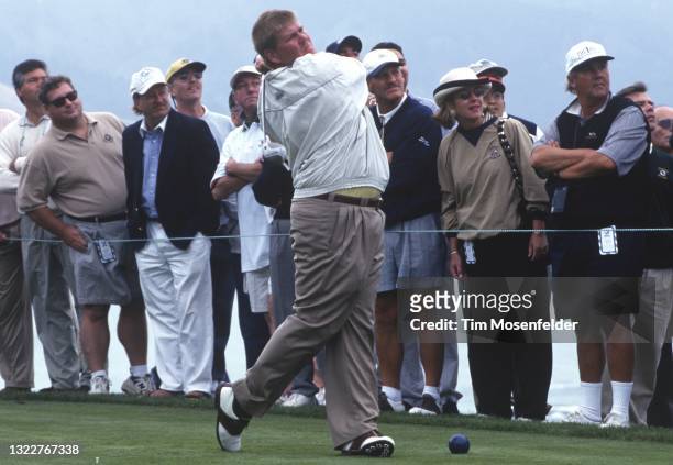 John Daley plays during the AT&T Pebble Beach Pro Am on August 17, 1998 in Pebble Beach, California.