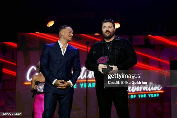 Kane Brown and Chris Young win Collaborative Video of the Year for the 2021 CMT Music Awards at Bridgestone Arena on June 09, 2021 in Nashville,...