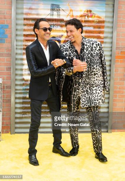 Marc Anthony and Anthony Ramos attend the opening night premiere of 'In The Heights' during 2021 Tribeca Festival at United Palace Theater on June...