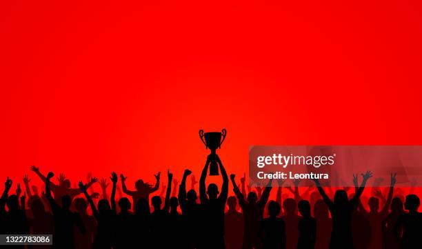 crowd (people are complete- a clipping path hides the legs) - sports trophy stock illustrations