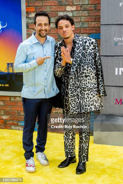 Lin-Manuel Miranda and Anthony Ramos attends "In The Heights" 2021 Tribeca Festival opening night premiere at United Palace Theater on June 09, 2021...