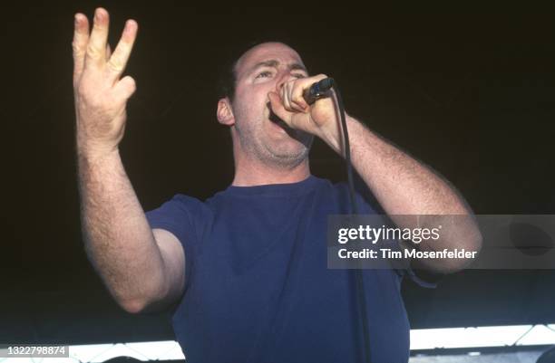 Greg Graffin of Bad Religion performs during the "Vans Warped Tour" at Pier 30/32 on July 5, 1998 in San Francisco, California.