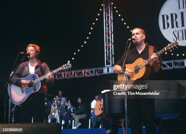 Sarah McLachlan and Ed Robertson of Barenaked Ladies performs during Neil Young's Annual Bridge School benefit at Shoreline Amphitheatre on October...