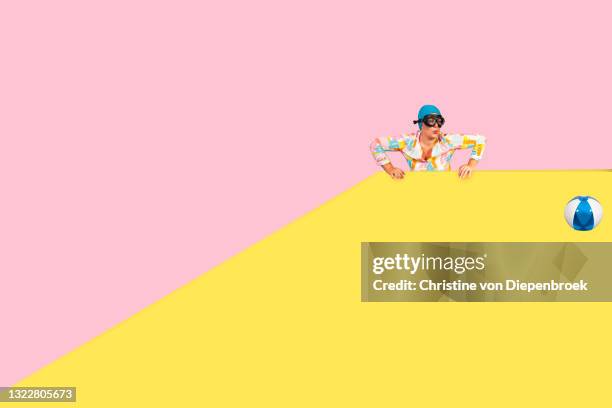 funny curvy model in colorful summer outfit - fashion illustration stock pictures, royalty-free photos & images