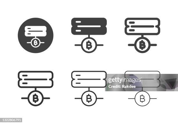 bitcoin server icons - multi series - value stream stock illustrations