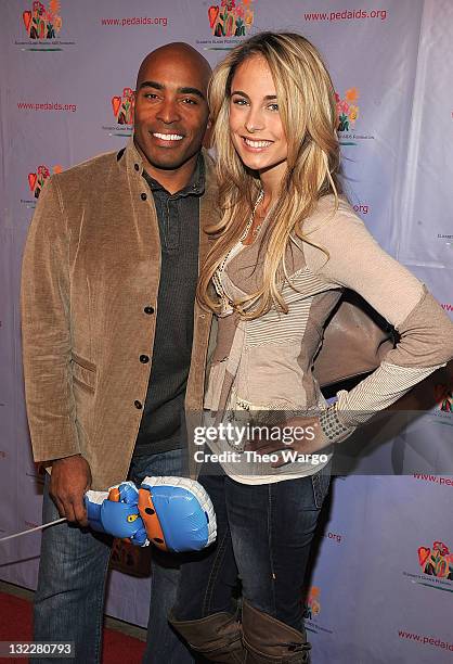 Tiki Barber and Traci Lynn Johnson attend the Elizabeth Glaser Pediatric AIDS Foundation - Kids For Kids Family Carnival 2010 at Skylight SOHO on...