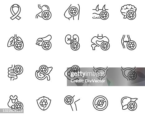 Conjunto de iconos de cáncer Conjunto de iconos de cáncer