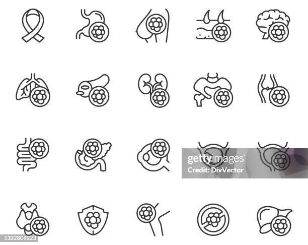 cancer icon set - digestive system icon stock illustrations