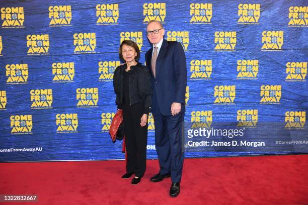 Bob Carr with his wife Helena Carr as they attend opening night of Come From Away at Capitol Theatre on June 10, 2021 in Sydney, Australia.