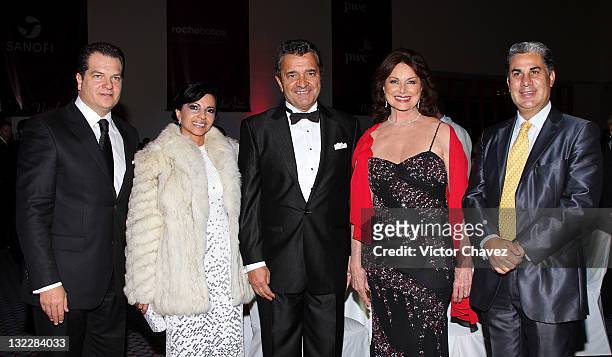 Miguel Aleman Magnani, Claudia Magnani, Alfred Rodriguez, Christiane Magnani and Alejandro Rojas attend the Miss France 2012 gala night at the Hotel...