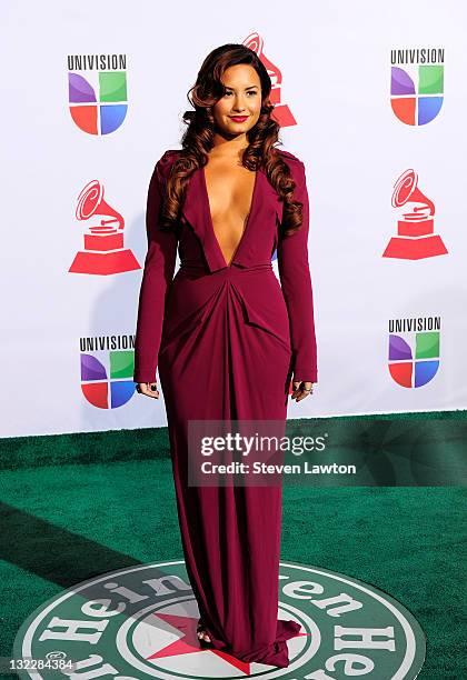 Singer/actress Demi Lovato arrives at the 12th annual Latin GRAMMY Awards at the Mandalay Bay Resort & Casino on November 10, 2011 in Las Vegas,...