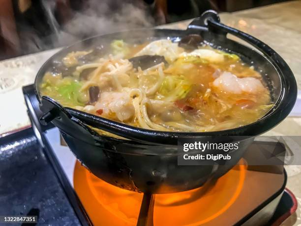 hokkien style spicy hotpot served for one - miso sauce stock pictures, royalty-free photos & images