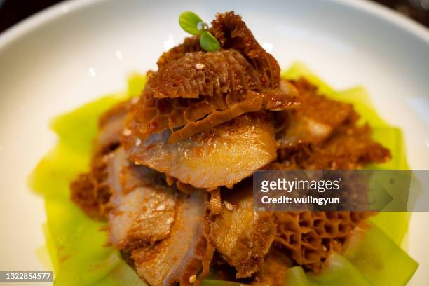 simmered beef honeycomb tripe - tripe stock pictures, royalty-free photos & images