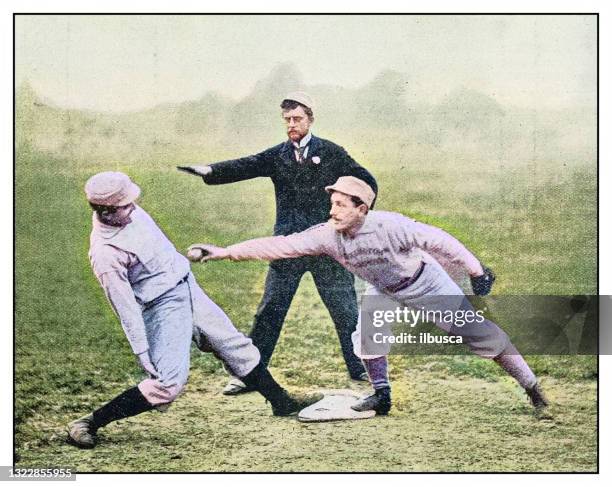 antique photo: baseball - sports team stock illustrations