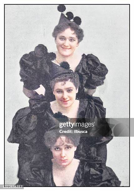 antique photo: the sisters levey - actress stock illustrations